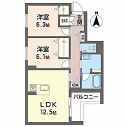 シャーメゾン蟻ケ崎 2LDKの間取図画像
