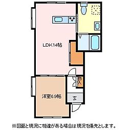 カーサフォレスタ 1LDKの間取図画像