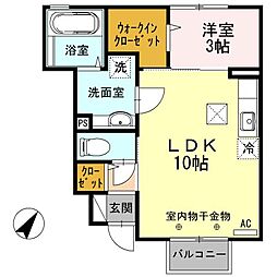 あすなろハイツ2 ワンルームの間取図画像
