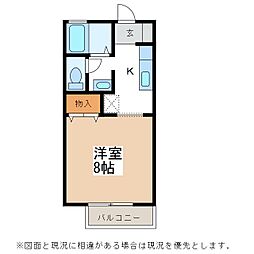 アマリリスよこやま 1Kの間取図画像