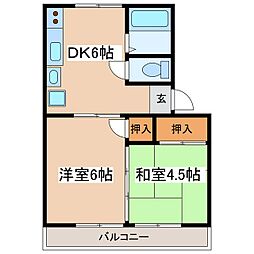 グリーンハイツタナカ 2DKの間取図画像