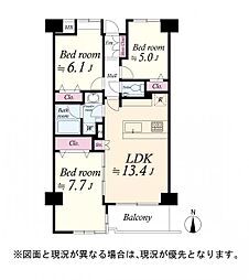 リリファ川崎ブライトクロス 3LDKの間取図画像