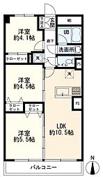 南幸第二KSマンションA棟 3LDKの間取図画像