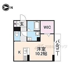 ビオット彦根B棟 2階ワンルームの間取り