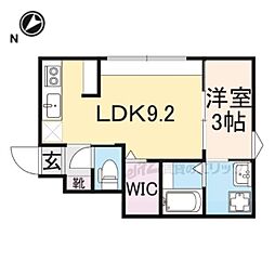 近江鉄道近江本線 彦根口駅 徒歩18分の賃貸アパート 1階1LDKの間取り