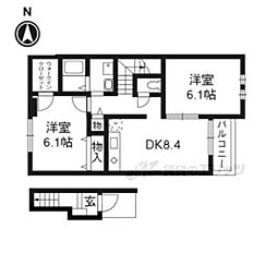 キャピタルハウス 2階2LDKの間取り