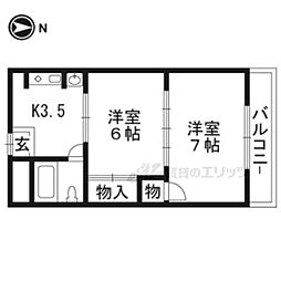 レジデンス野崎 4階2Kの間取り