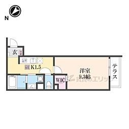 メゾン・ド・シャルトル 1階1Kの間取り