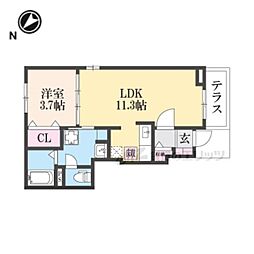 JR東海道・山陽本線 彦根駅 徒歩14分の賃貸アパート 1階1LDKの間取り