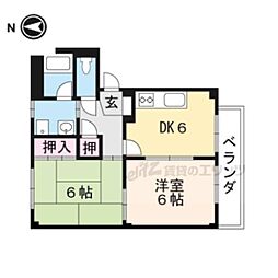 JR草津線 三雲駅 徒歩12分の賃貸アパート 2階2DKの間取り