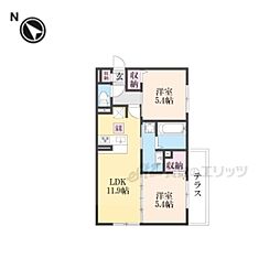 D-ROOM平井C棟 2LDKの間取図画像