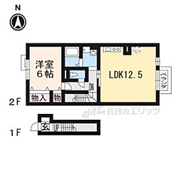 ガーデングレイス 1LDKの間取図画像
