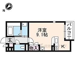 ミランダLakeMUSE ワンルームの間取図画像