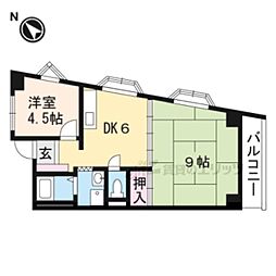 石山古都ハウス 2DKの間取図画像