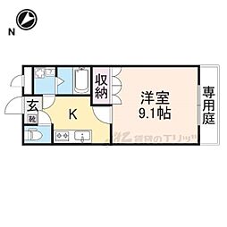 季風倶楽部ボヌール 1Kの間取図画像