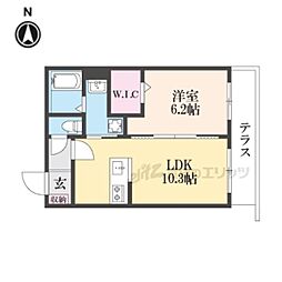 フリーガーデン 1LDKの間取図画像