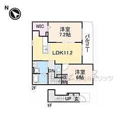 エヴァーグリーン彦根 2LDKの間取図画像