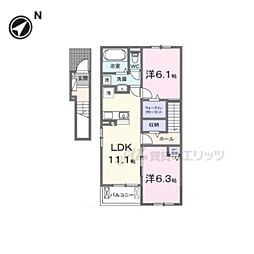 フレッシュハウス2 2LDKの間取図画像