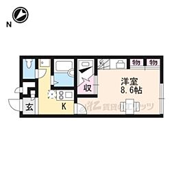 レオパレスエクセル南彦根 1Kの間取図画像