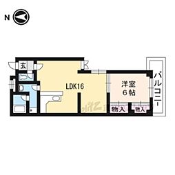 シャルル大津 1LDKの間取図画像