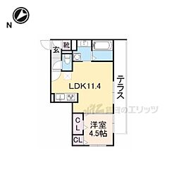 シャルール 1LDKの間取図画像