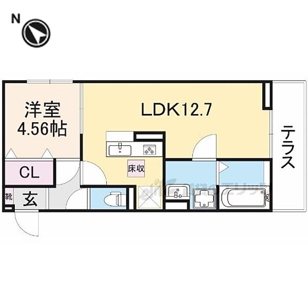 滋賀県栗東市北中小路(賃貸アパート1LDK・1階・41.86㎡)の写真 その2