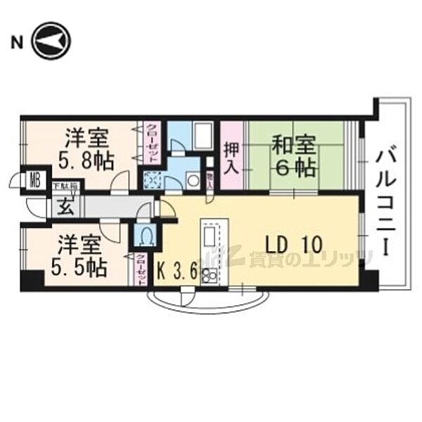 滋賀県大津市萱野浦(賃貸マンション3LDK・7階・70.27㎡)の写真 その2