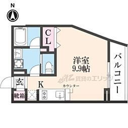 JR東海道・山陽本線 石山駅 徒歩19分の賃貸マンション 4階ワンルームの間取り