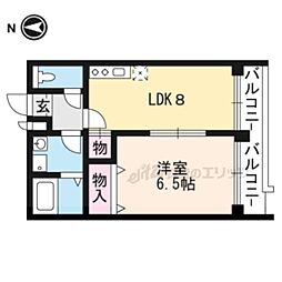 JR湖西線 比叡山坂本駅 徒歩13分の賃貸マンション 2階1LDKの間取り