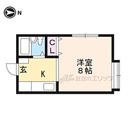 ハイツ440 2階1Kの間取り