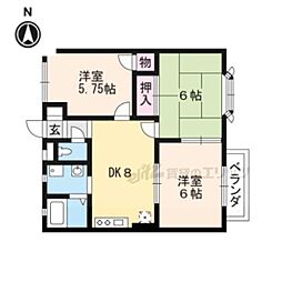グロリオーサ園 2階3LDKの間取り