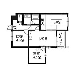 京阪石山坂本線 南滋賀駅 徒歩3分の賃貸マンション 2階3DKの間取り
