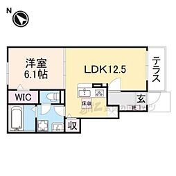 ヒカルサ大津唐崎I 1階1LDKの間取り