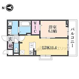 JR草津線 手原駅 徒歩4分の賃貸アパート 3階1LDKの間取り