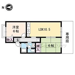 京阪石山坂本線 中ノ庄駅 徒歩2分の賃貸アパート 1階2LDKの間取り