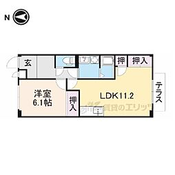 JR東海道・山陽本線 河瀬駅 徒歩16分の賃貸アパート 1階1LDKの間取り