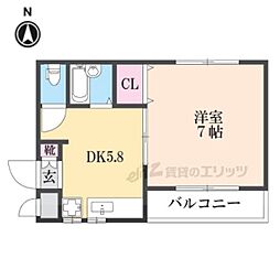 白崎ミニハウス 2階1DKの間取り