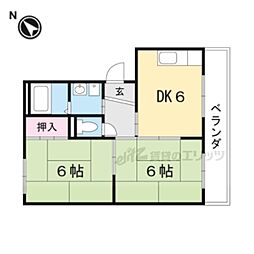 ピープルカタオカ 2階2DKの間取り