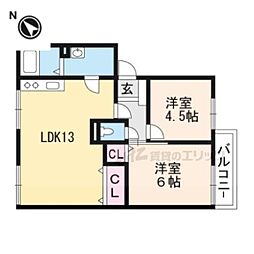 ベルヴェデールＩＭＡＩ　I 2階2LDKの間取り