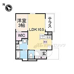 JR東海道・山陽本線 南彦根駅 4.2kmの賃貸アパート 1階1LDKの間取り