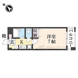 JR東海道・山陽本線 南草津駅 徒歩13分の賃貸マンション 4階1Kの間取り