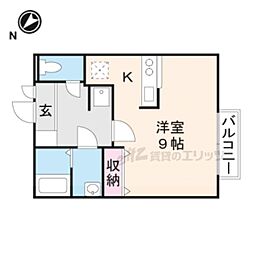 近江鉄道近江本線 水口城南駅 徒歩2分の賃貸アパート 2階ワンルームの間取り