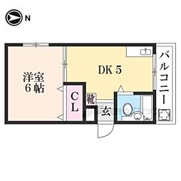 近江鉄道近江本線 水口駅 徒歩21分の賃貸マンション 1階1DKの間取り