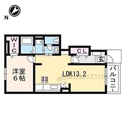 JR東海道・山陽本線 近江八幡駅 徒歩18分の賃貸アパート 1階1LDKの間取り