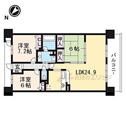 JR東海道・山陽本線 栗東駅 徒歩1分の賃貸マンション 15階3LDKの間取り
