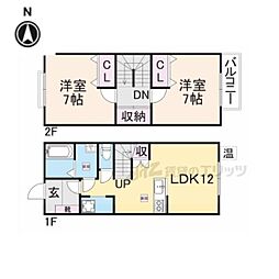 JR東海道・山陽本線 膳所駅 徒歩13分の賃貸アパート 2階2LDKの間取り