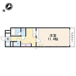 パークサイド甲西 2階1Kの間取り