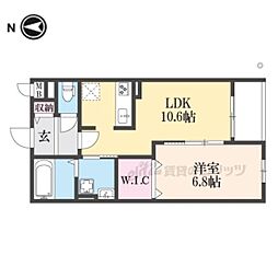 ヴェールフォンセ 2階1LDKの間取り