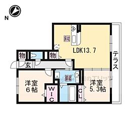 Ｎｏｒｔｈ　Ｃｏａｓｔ 1階2LDKの間取り