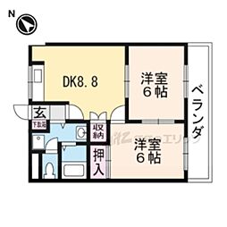 JR草津線 三雲駅 徒歩34分の賃貸アパート 2階2DKの間取り